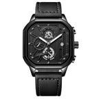 Poedagar 628 watch Black Black Silver Leather variant