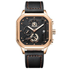 Poedagar 628 watch Rose Gold Black Gold Leather variant
