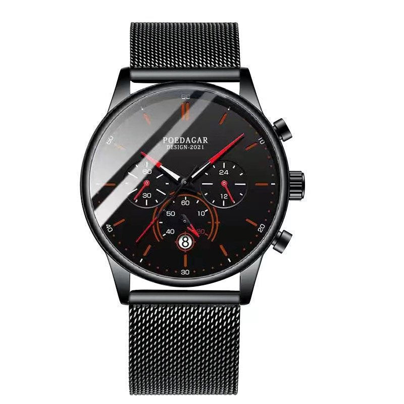 Poedagar 632 watch Black Red Mesh variant