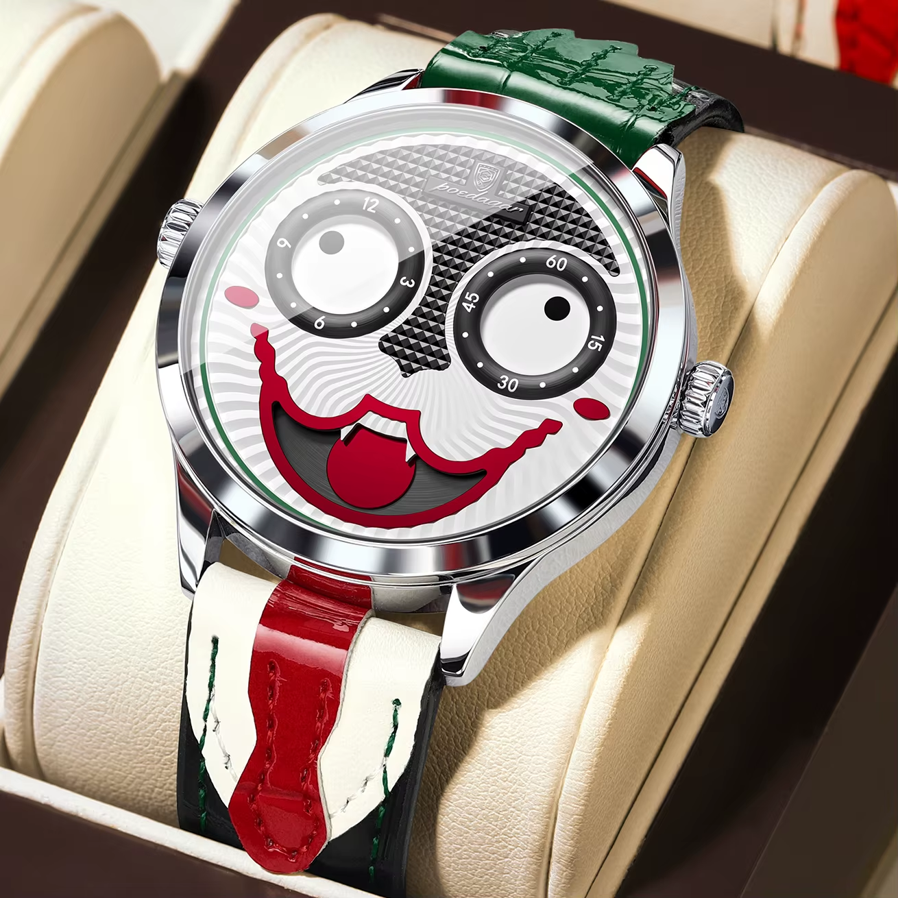 POEDAGAR 676 Men's Leather Quartz Sports Watch promo image