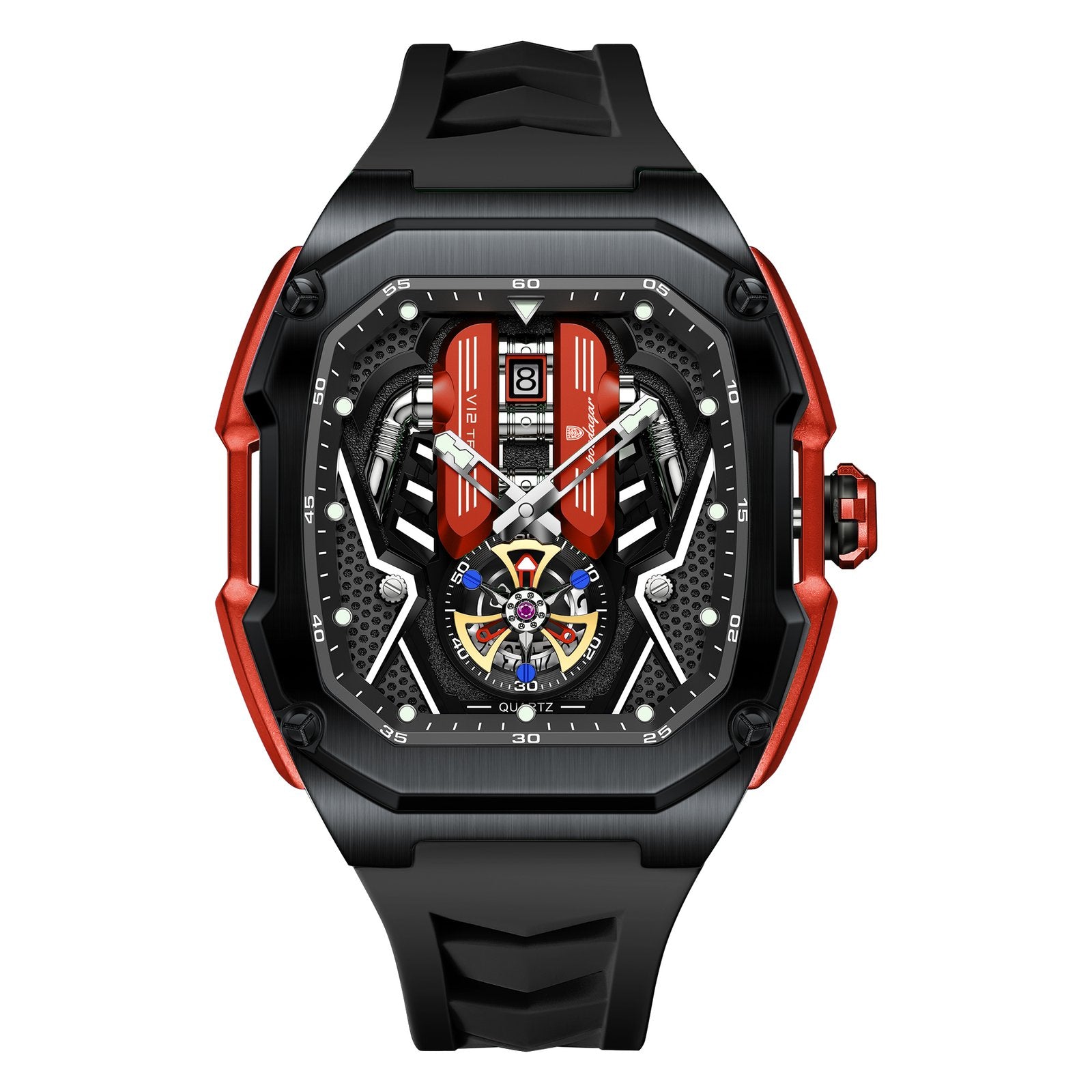 Poedagar 694 watch Black Black Red variant
