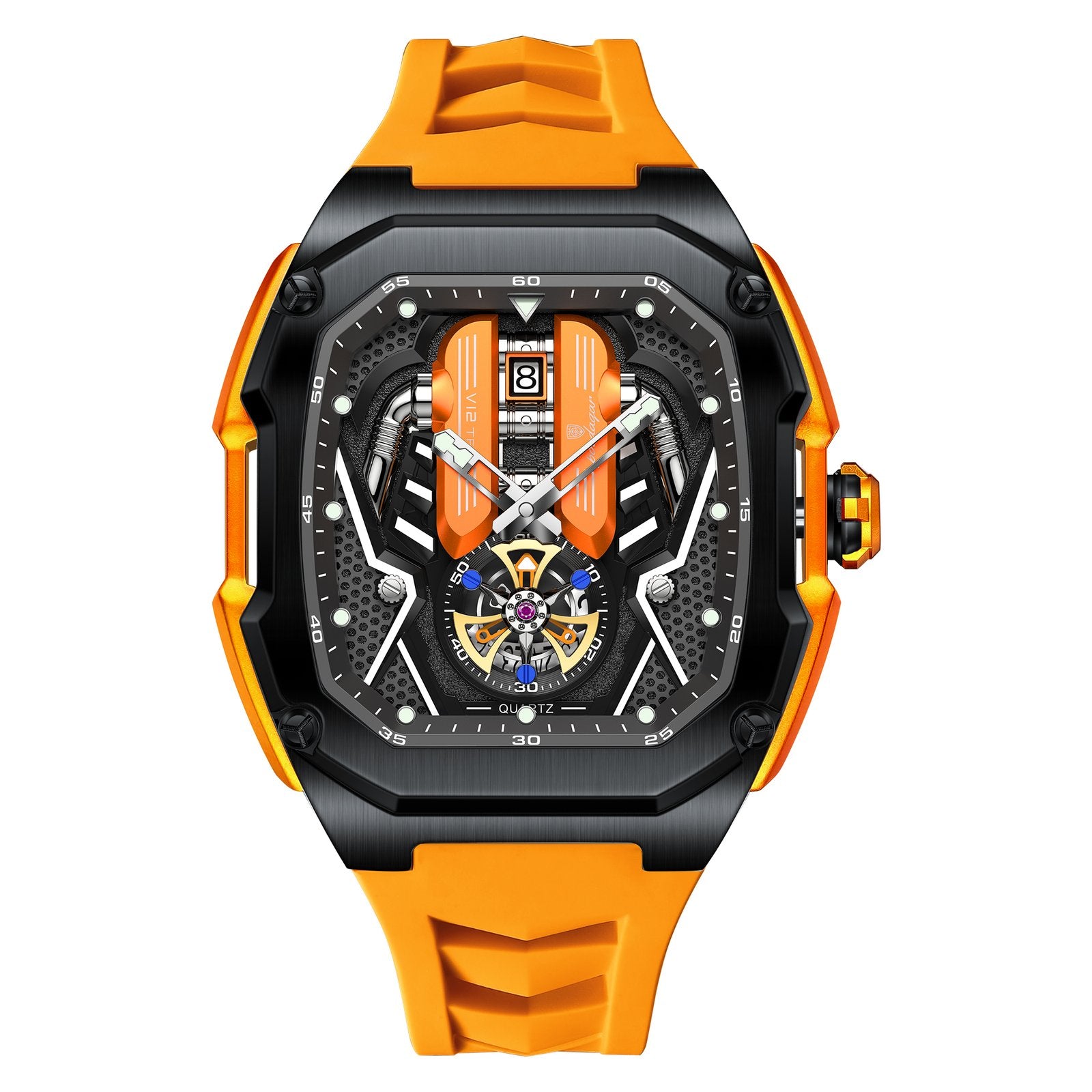 Poedagar 694 watch Black Orange variant