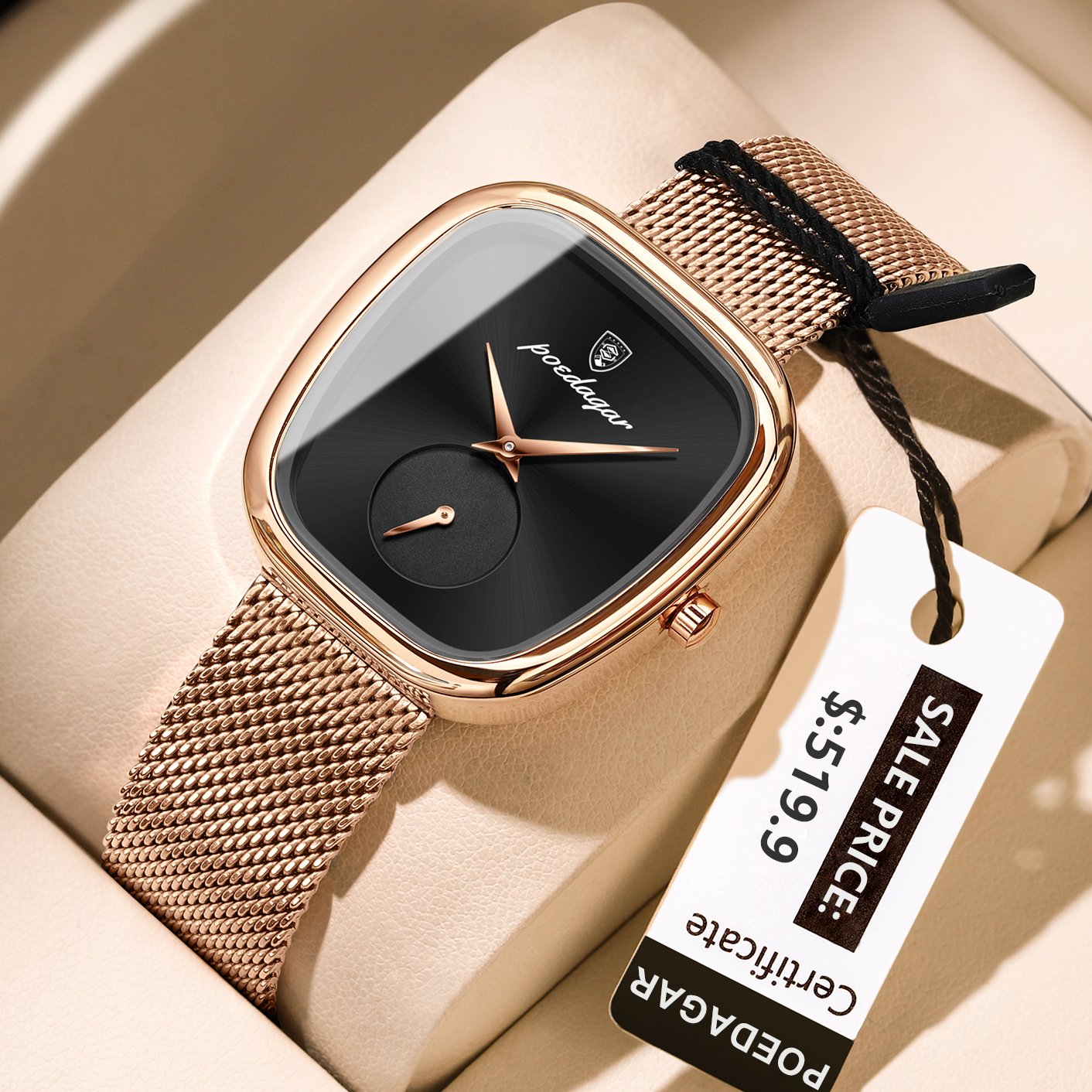 Poedagar 783 watch Rose Gold Black M variant