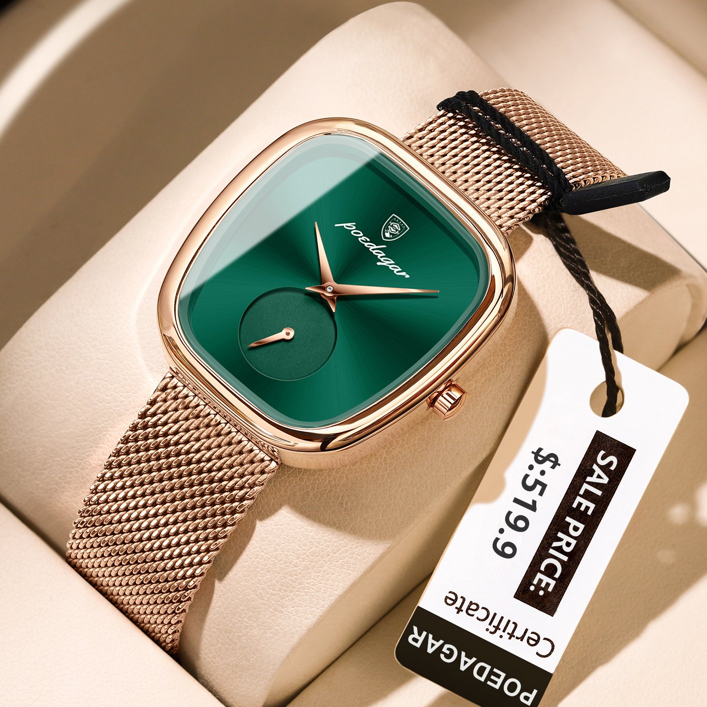 Poedagar 783 watch Rose Gold Green M variant