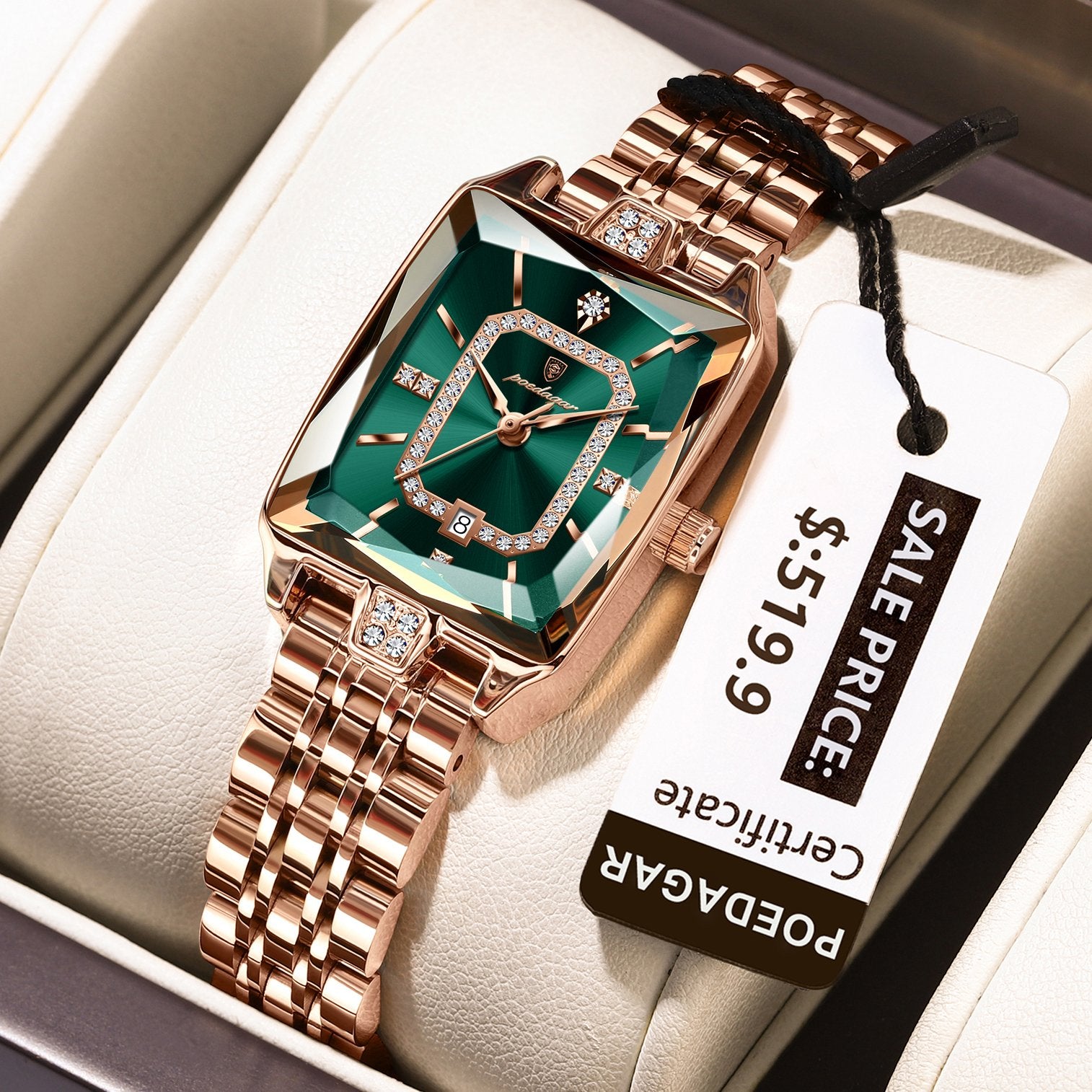 Poedagar 785 watch Rose Gold Green S variant