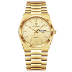 POEDAGAR 821S quartz watch with all-gold case, dial and bracelet, front view