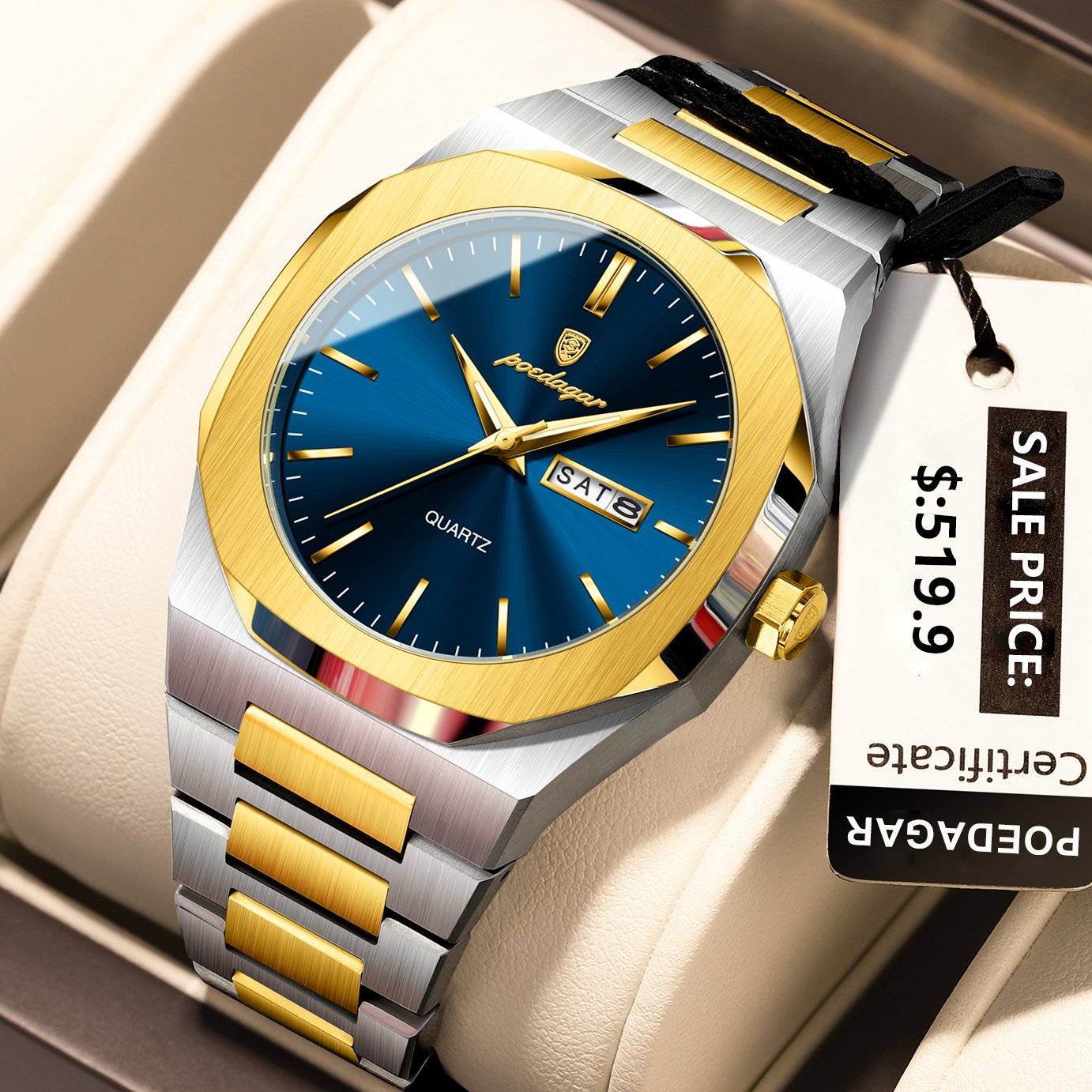 Poedagar 825 watch Gold Blue S variant