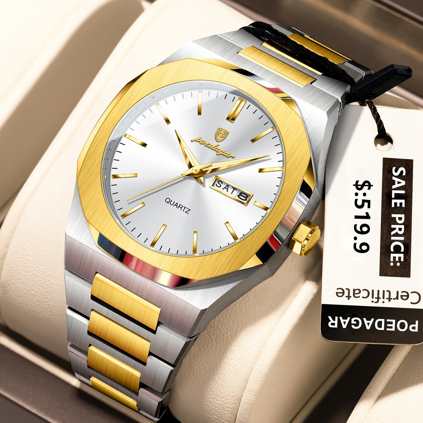 Poedagar 825 watch Gold White S variant