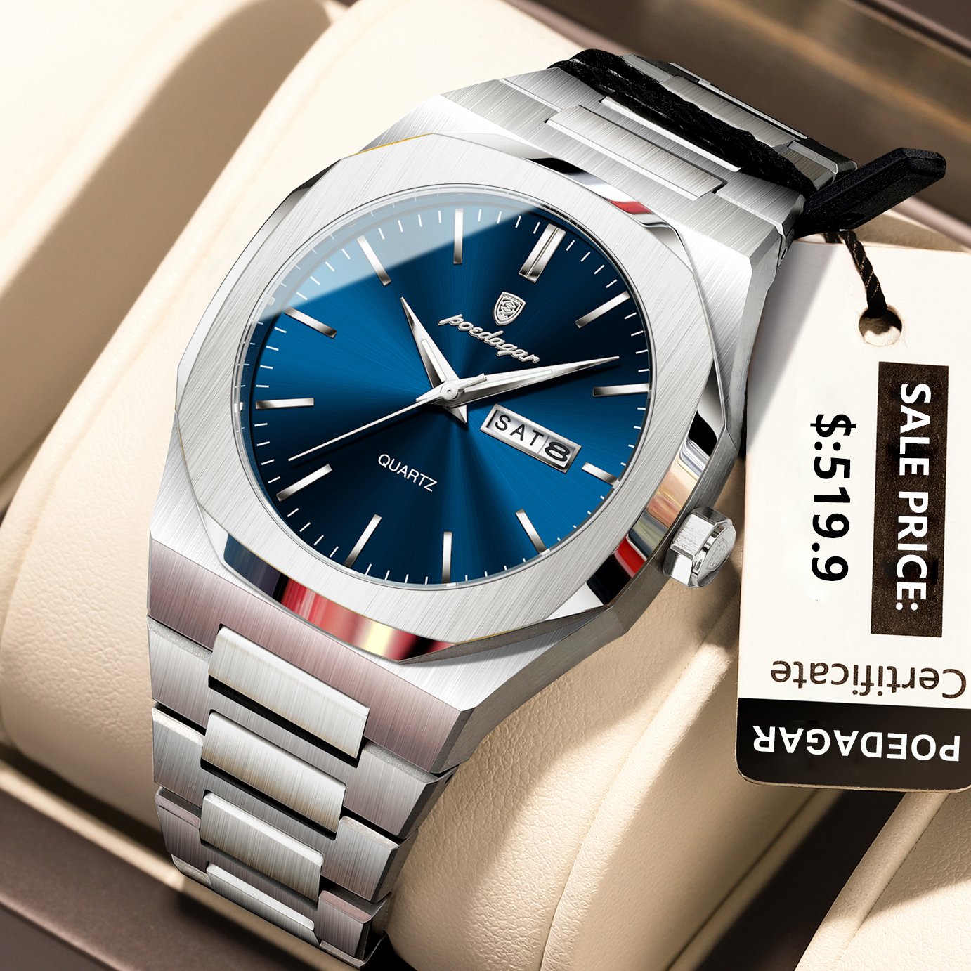 Poedagar 825 watch Silver Blue S variant