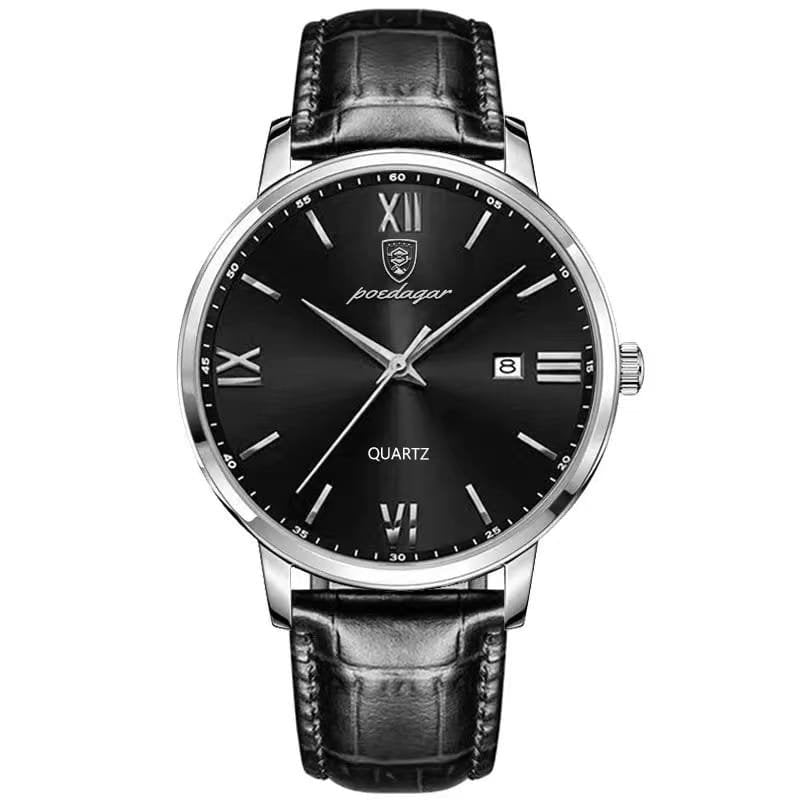 Poedagar 826 watch Silver Black (Leather) variant