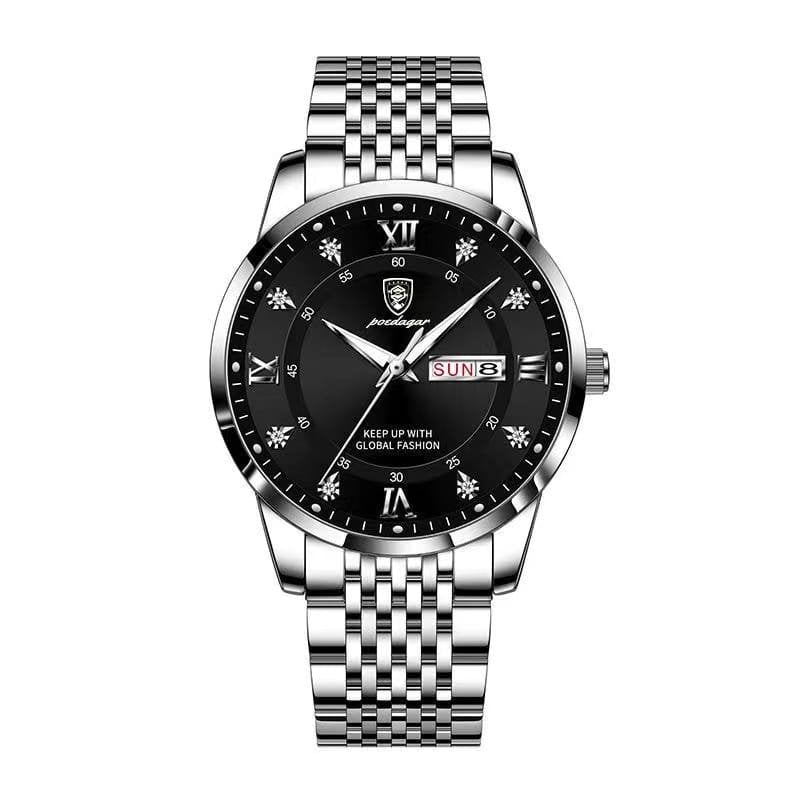 Poedagar 836 watch Silver Black Steel variant
