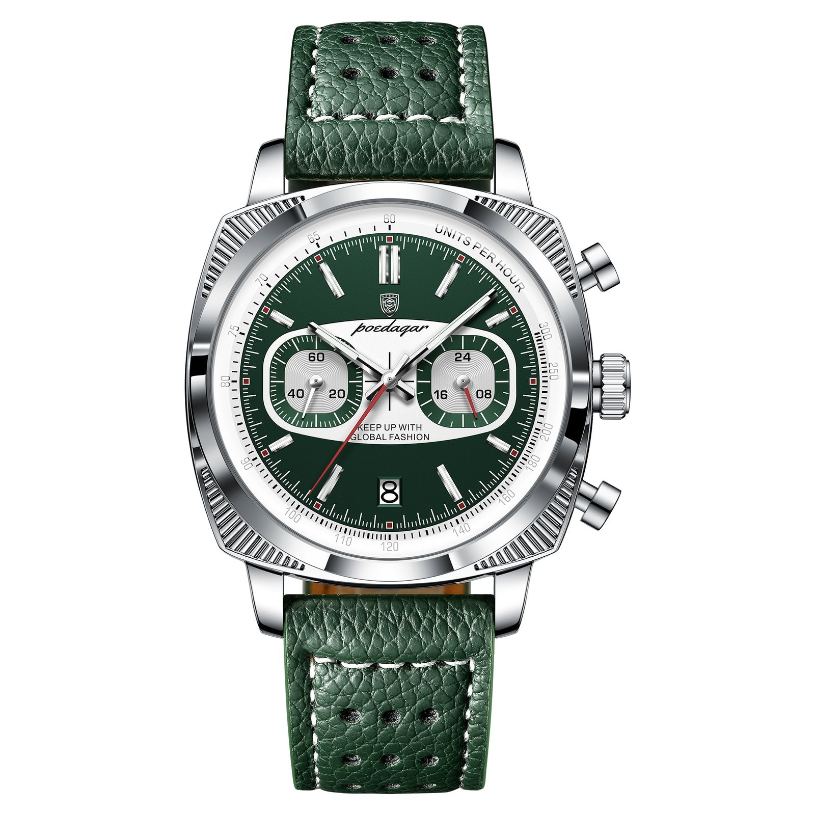 Poedagar 838 watch Silver Green variant