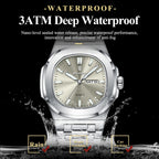 POEDAGAR 853 square quartz watch 3ATM waterproof feature graphic with champagne dial