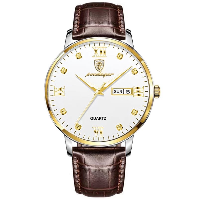 Poedagar 856 watch Gold White Leather variant