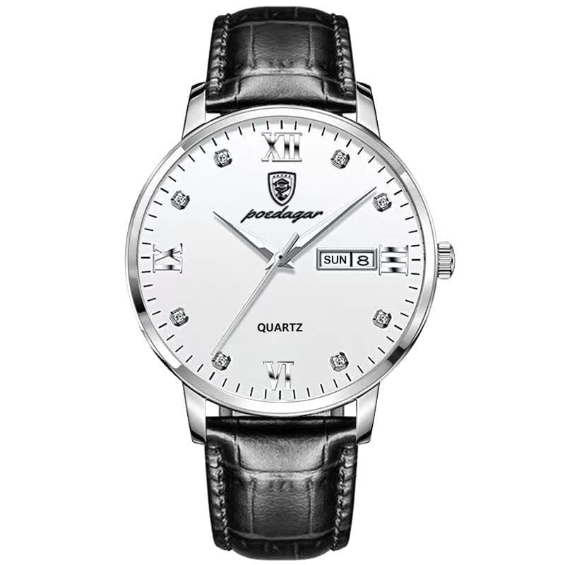 Poedagar 856 watch Silver White Leather variant