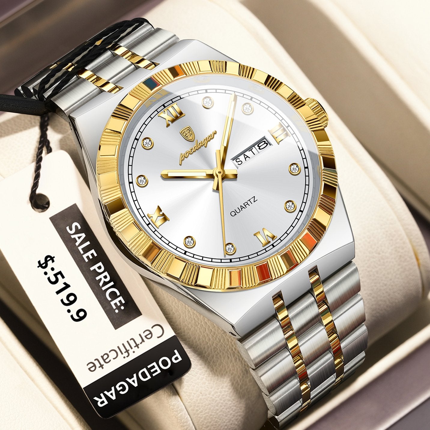 Poedagar 872 watch Gold White S variant