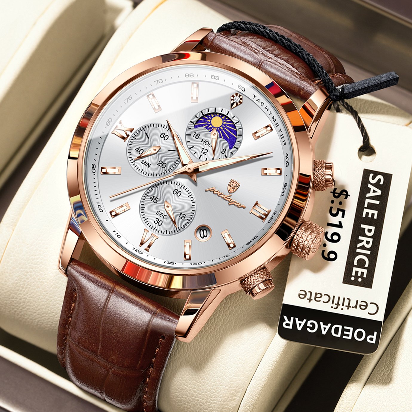 Poedagar 882 watch Rose Gold White L variant