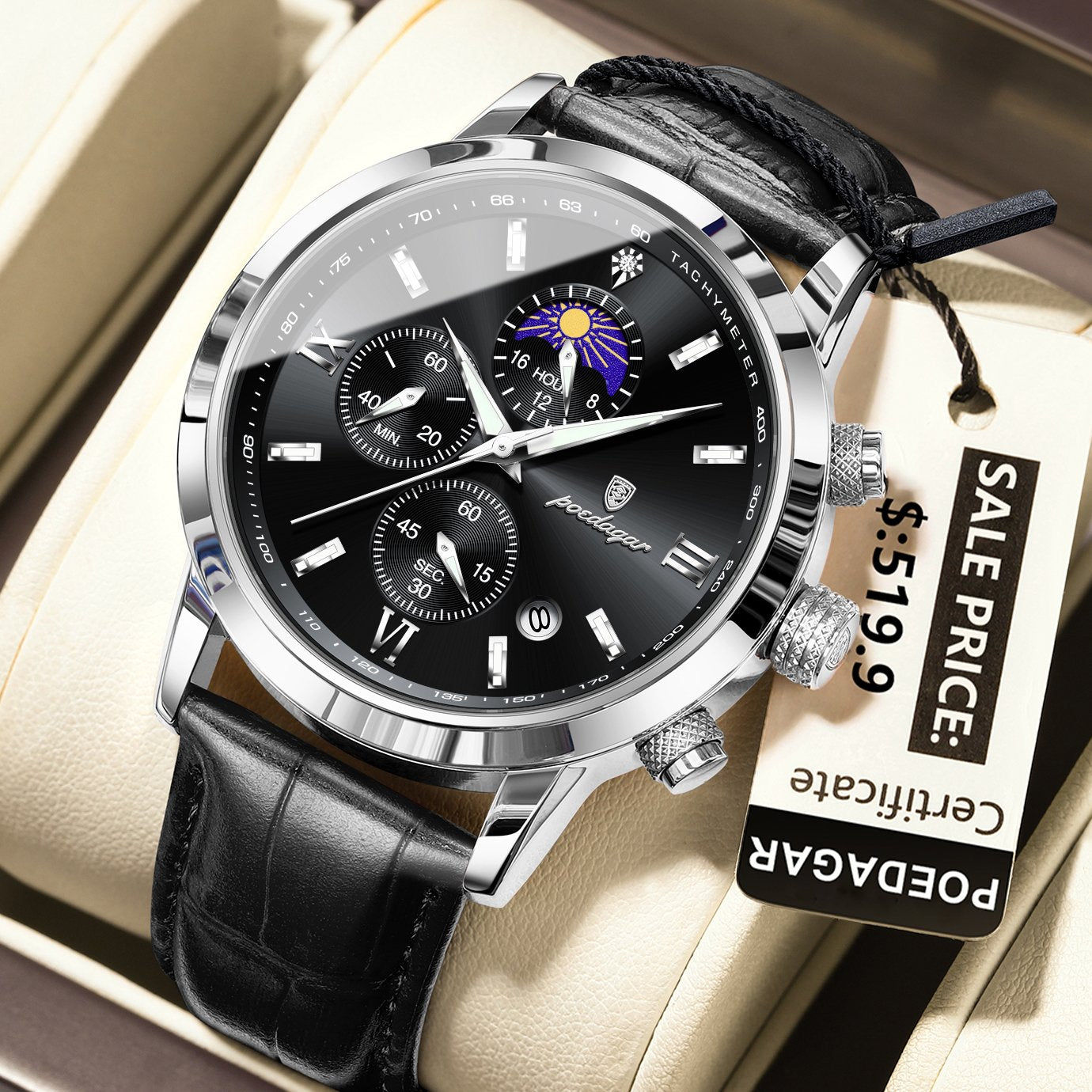 Poedagar 882 watch Silver Black L variant