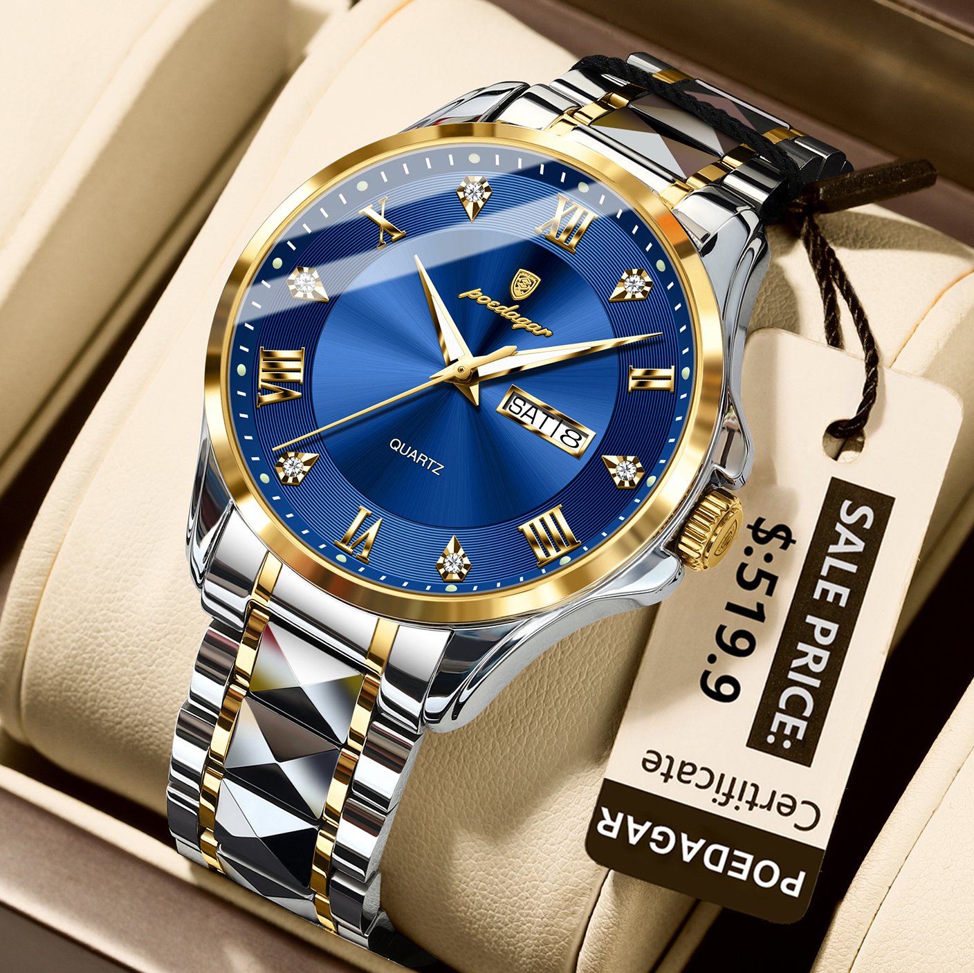 Poedagar 883 watch Golden Blue variant