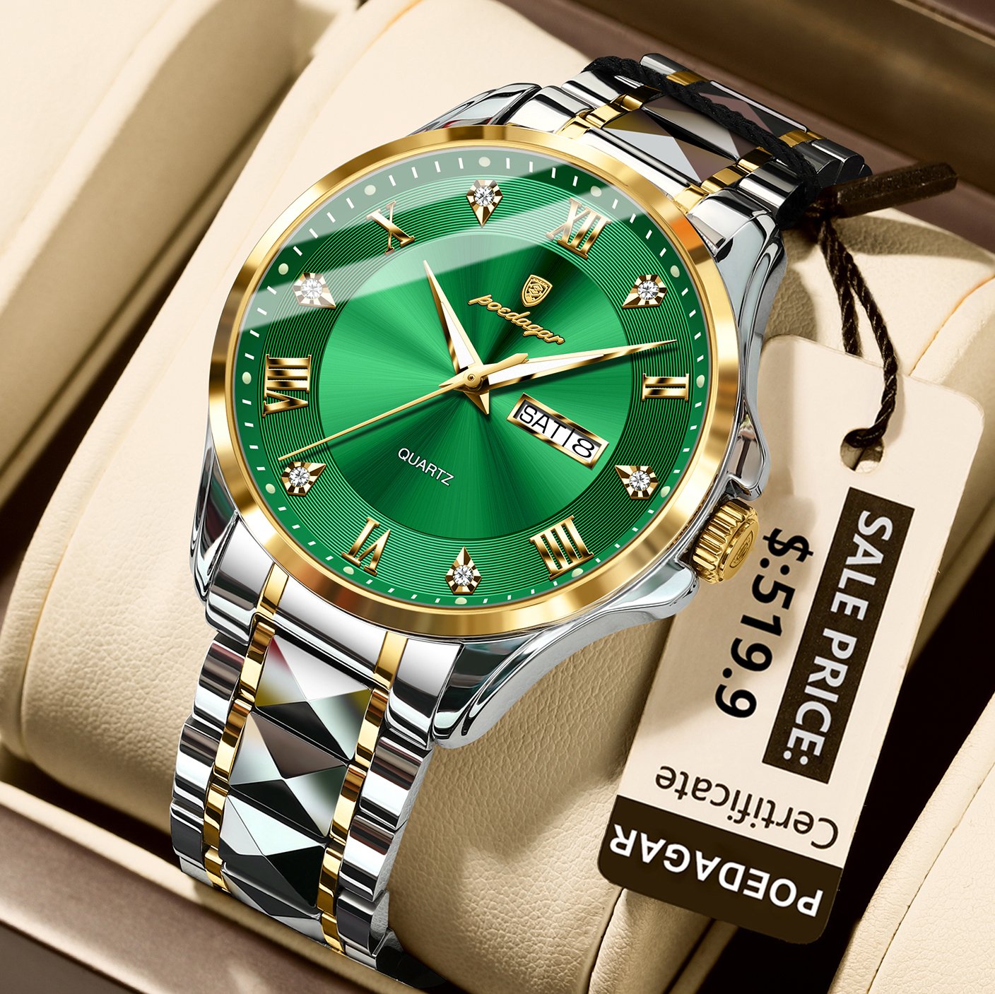 Poedagar 883 watch Golden Green variant