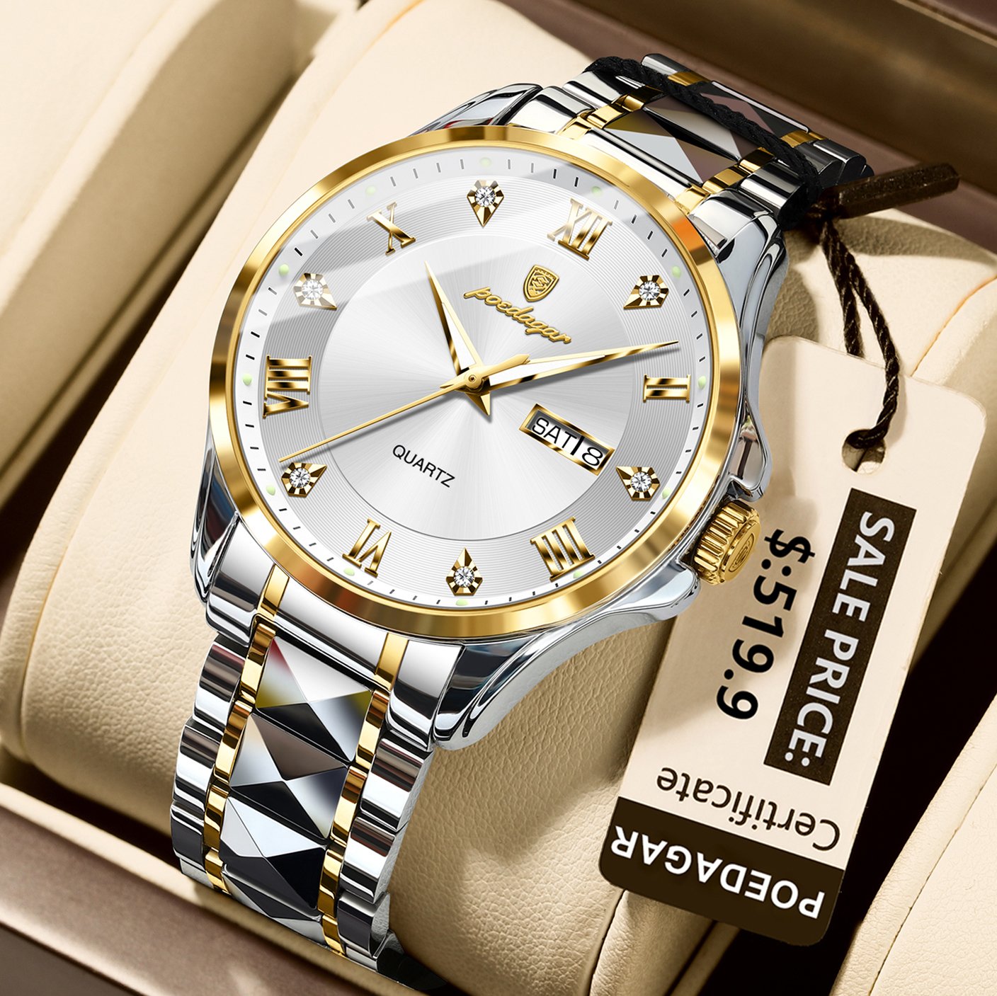 Poedagar 883 watch Golden White variant