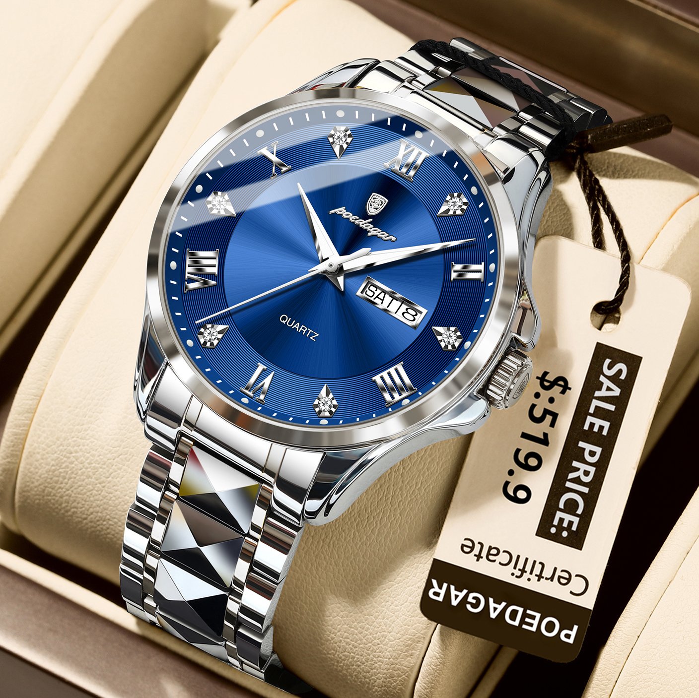 Poedagar 883 watch Silvery Blue variant
