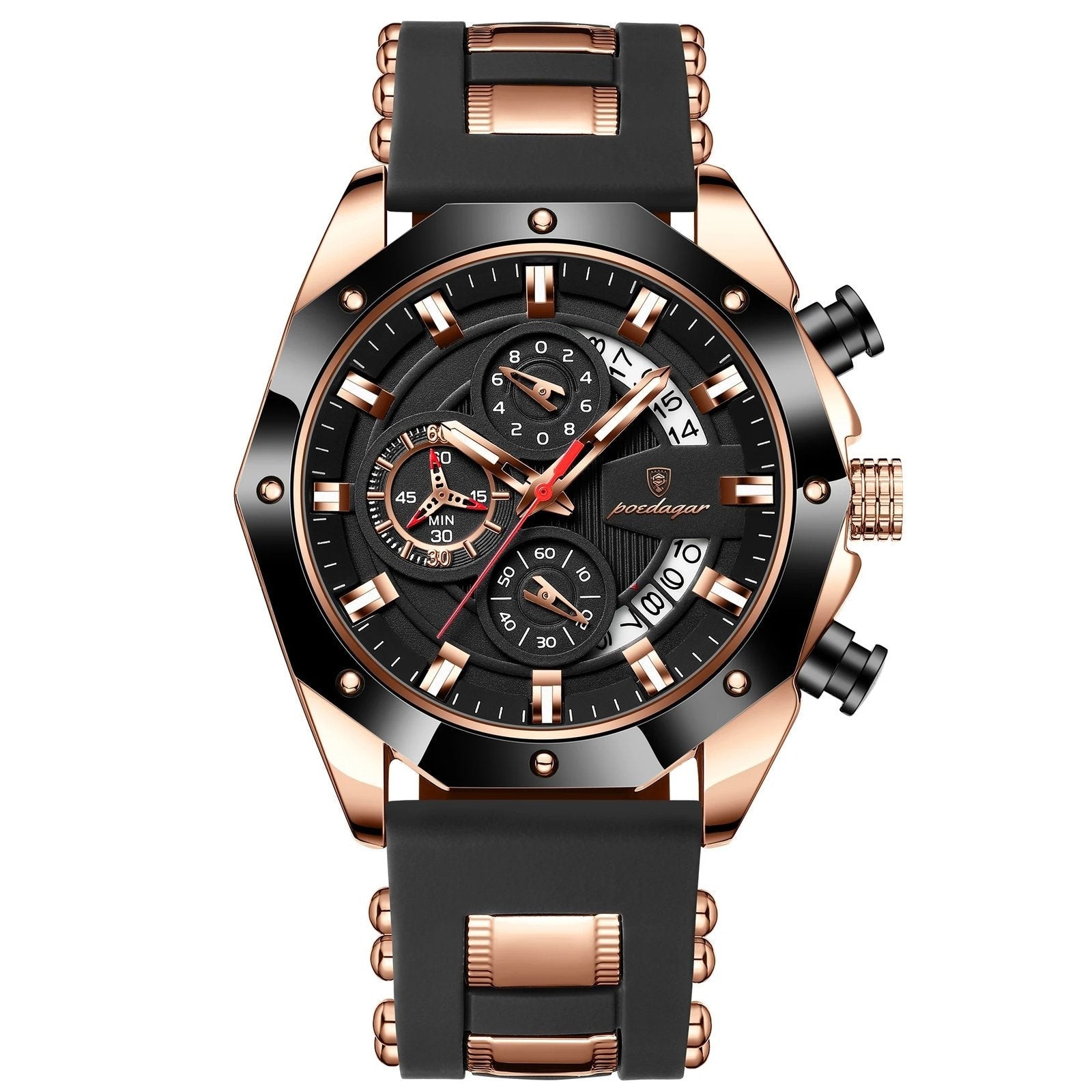 Poedagar 913 watch RoseGold Black variant