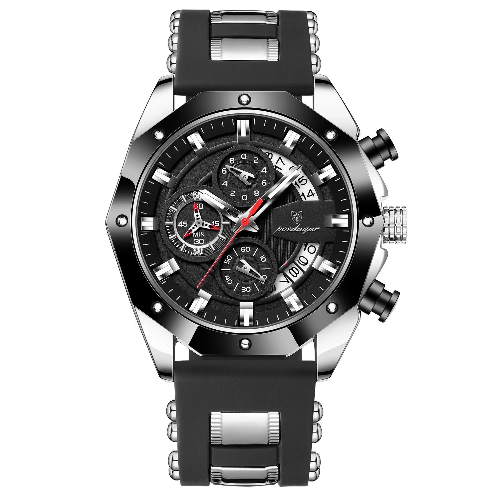 Poedagar 913 watch Sliver Black variant