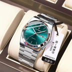 POEDAGAR 930-GN men's sport quartz watch with green dial, front view