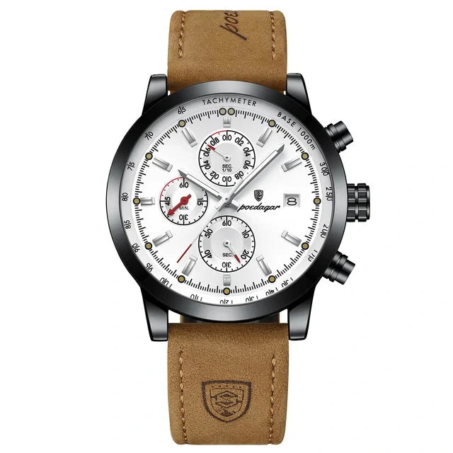 Poedagar 932 watch Black White Leather variant