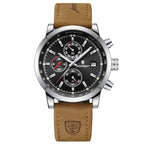 Poedagar 932 watch Silver Black Leather variant