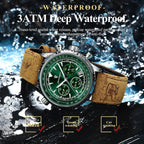 POEDAGAR 9601 chronograph 3ATM waterproof feature graphic green dial