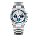 POEDAGAR 970 chronograph silver case white dial blue subdials, front