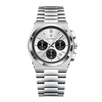 POEDAGAR 970 chronograph silver case white dial black subdials, front