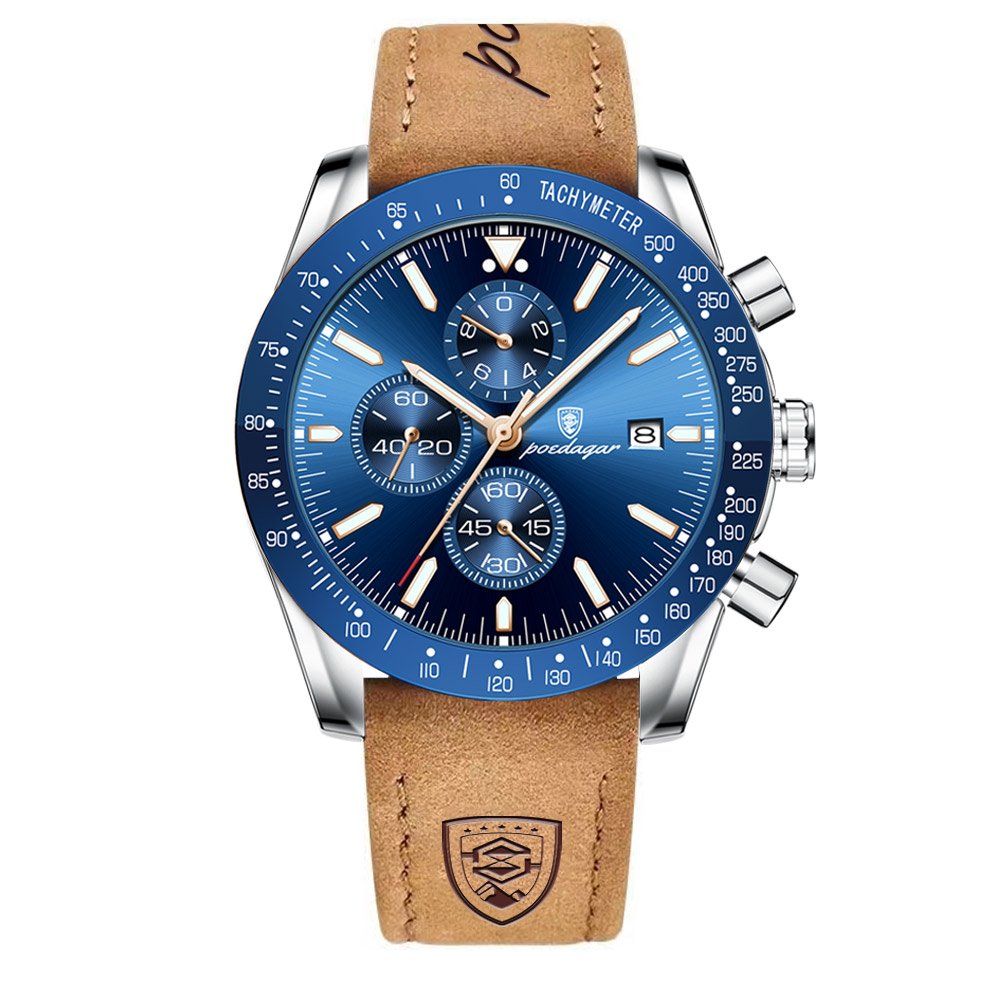 Poedagar 988 watch Silver Blue (Leather) variant