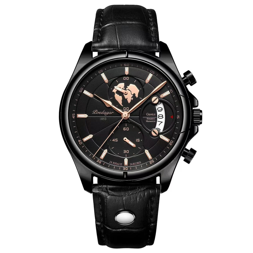 Poedagar 989 watch Black Black (Leather) variant