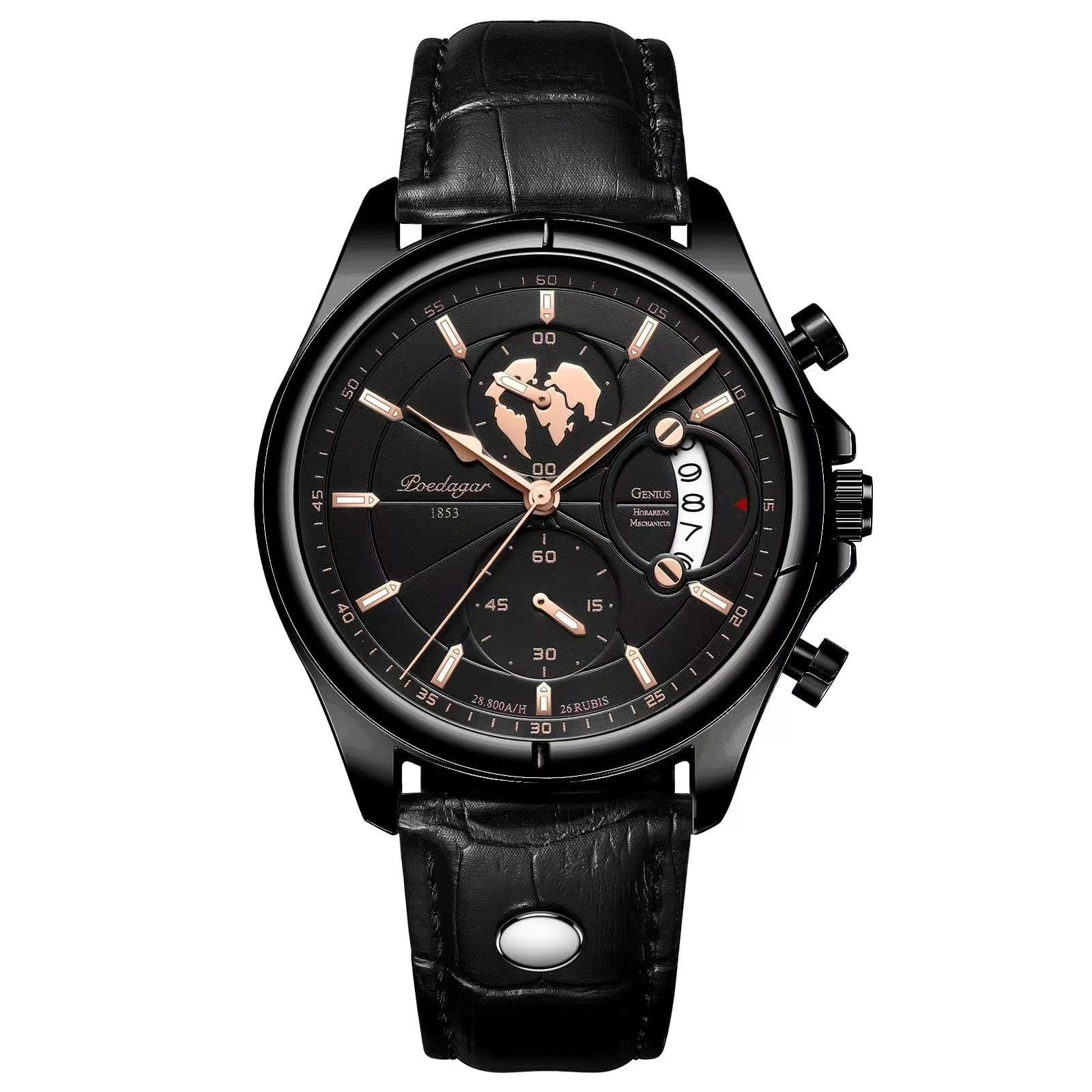 Poedagar 989 watch Black Black (Leather) variant