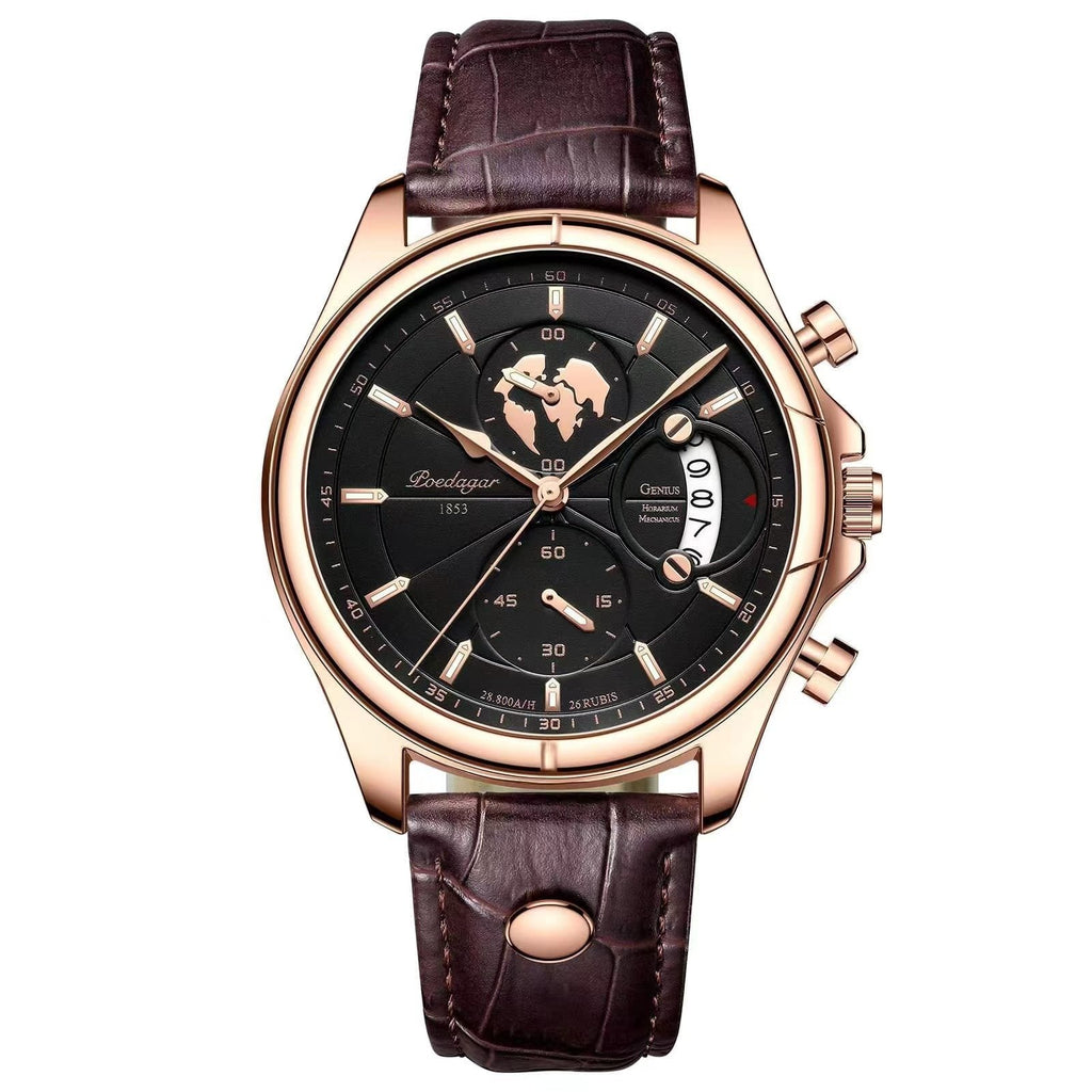 Poedagar 989 watch Rose Gold Black (Leather) variant