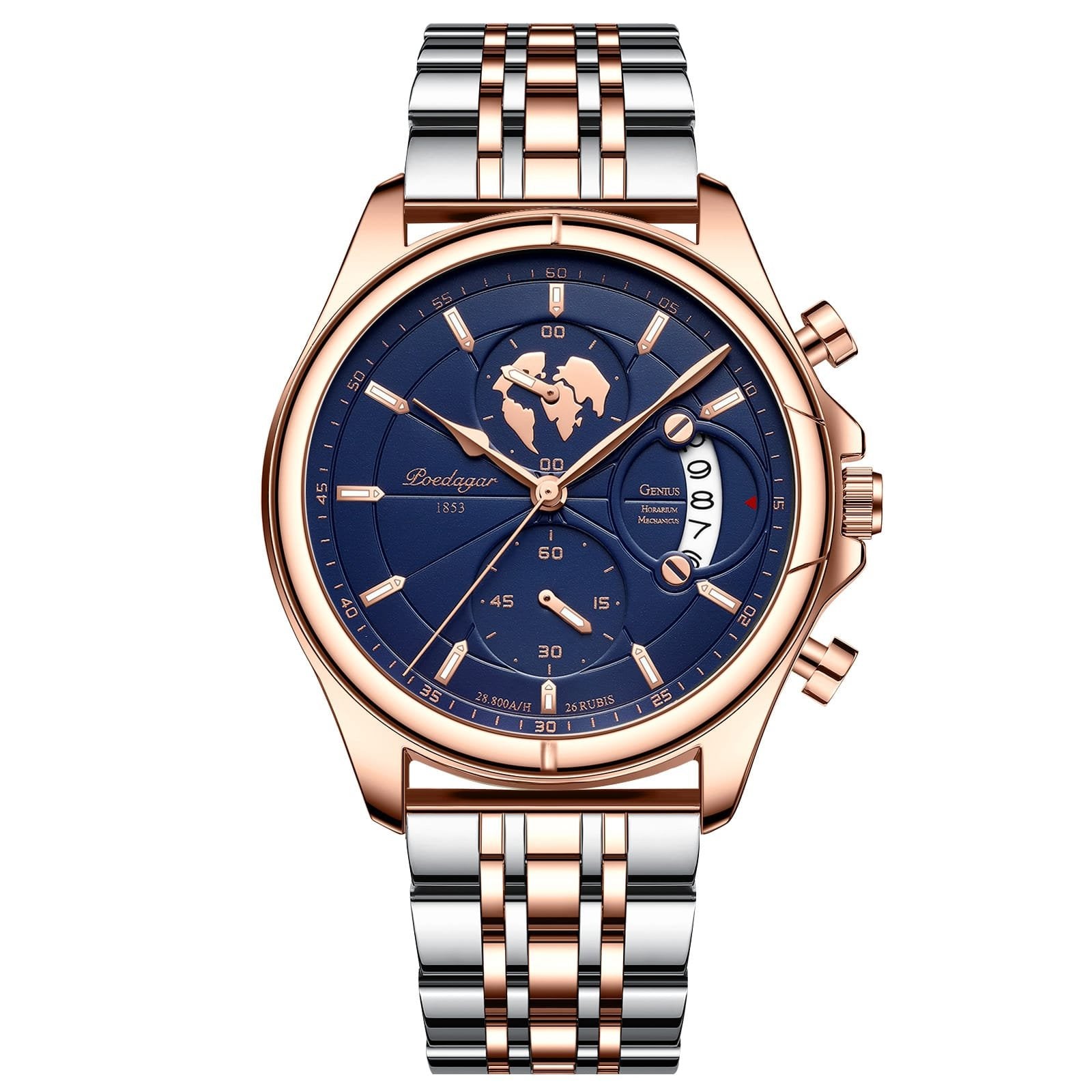 Poedagar 989 watch Rose Gold Blue (Steel) variant