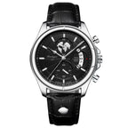 Poedagar 989 watch Silver Black (Leather) variant
