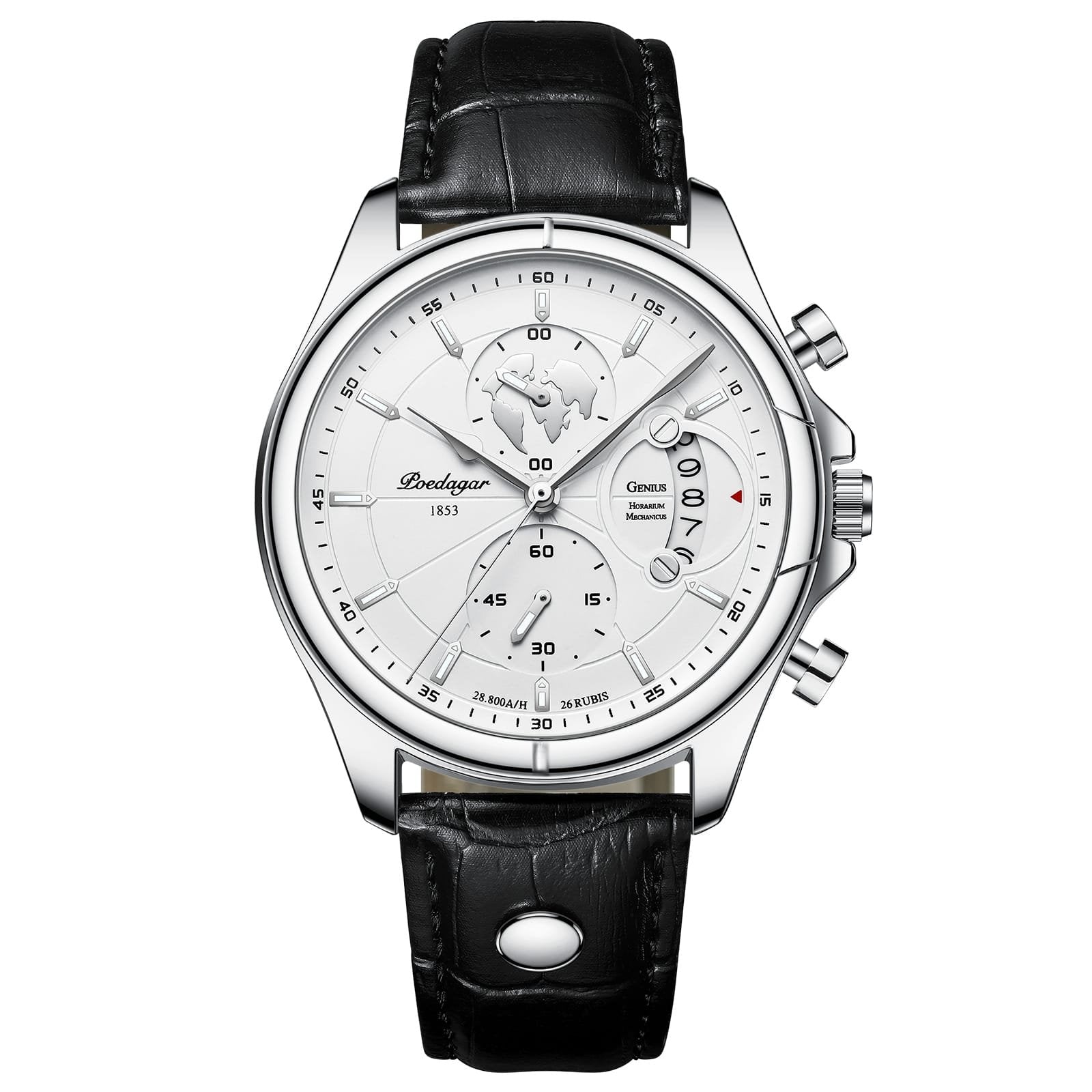 Poedagar 989 watch Silver White (Leather) variant