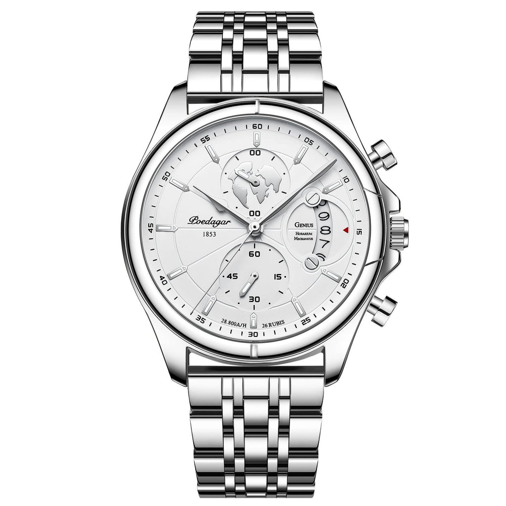 Poedagar 989 watch Silver White (Steel) variant