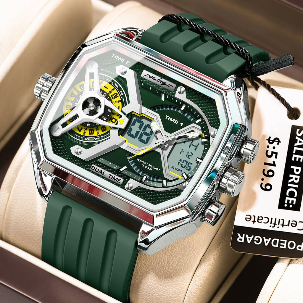 Poedagar E106 watch Silver Green C variant