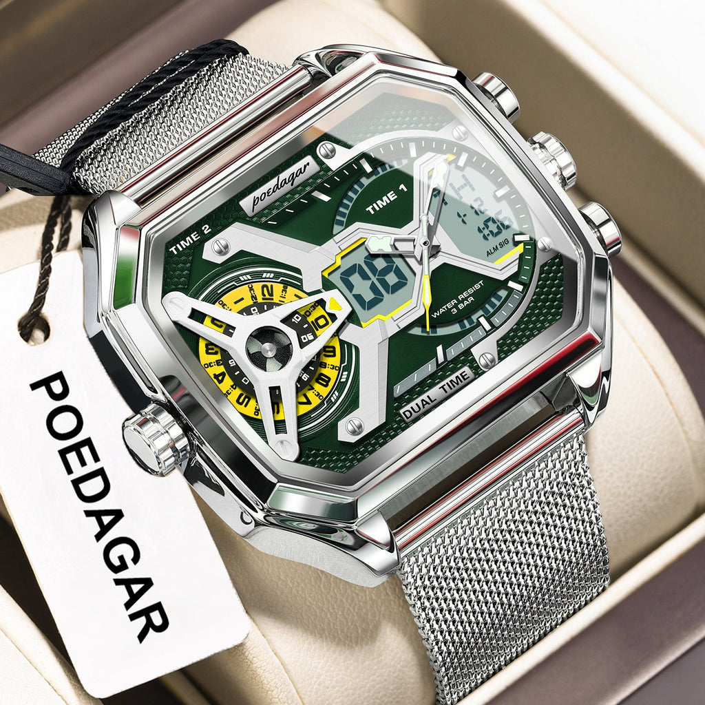 Poedagar E106 watch Silver Green M variant