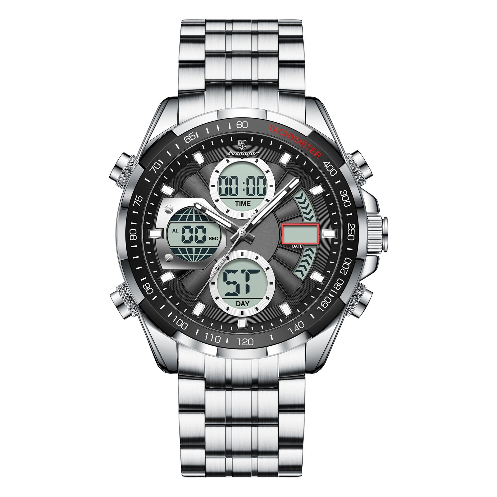 Poedagar E108 watch Silver Black variant