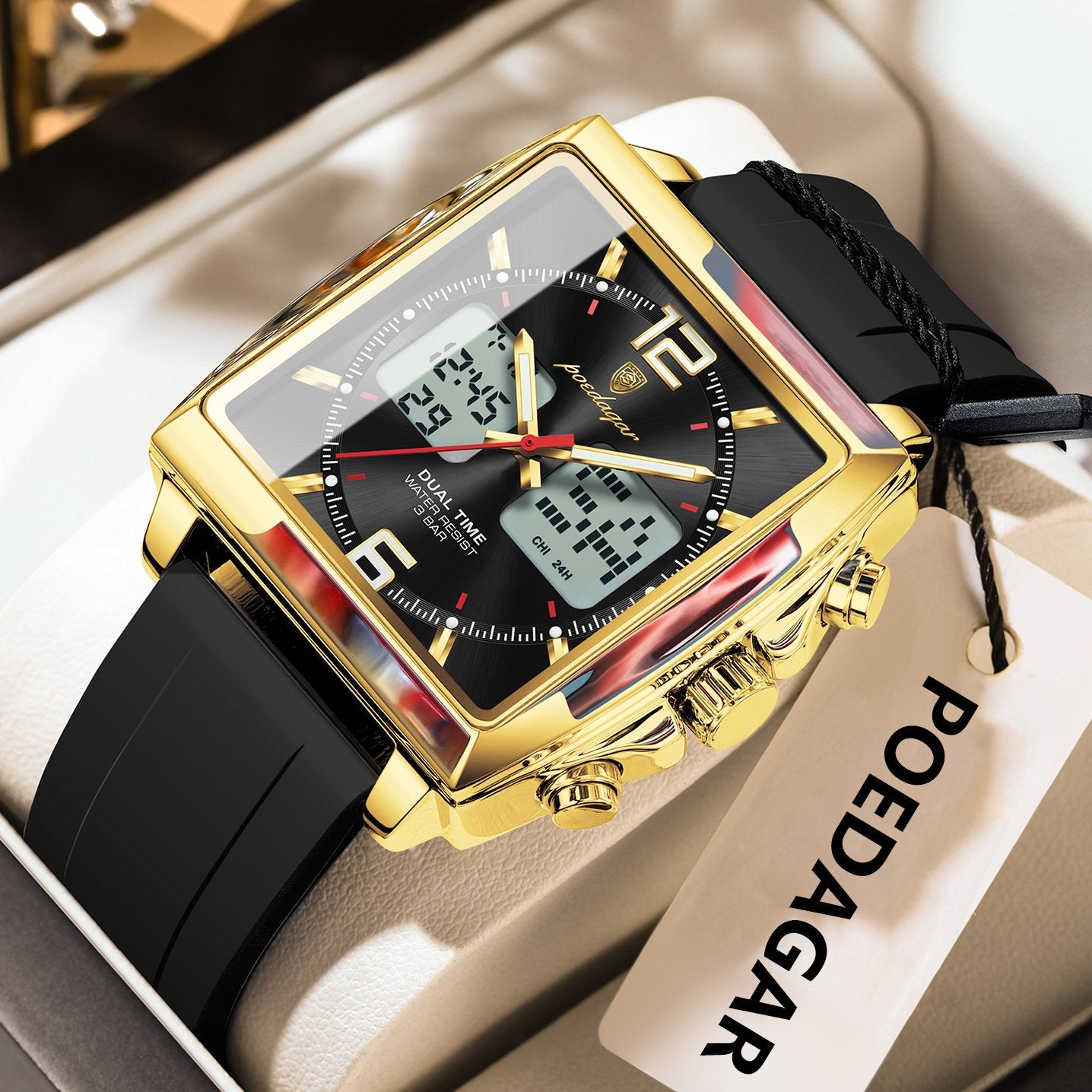 Poedagar E109 watch Gold Black variant