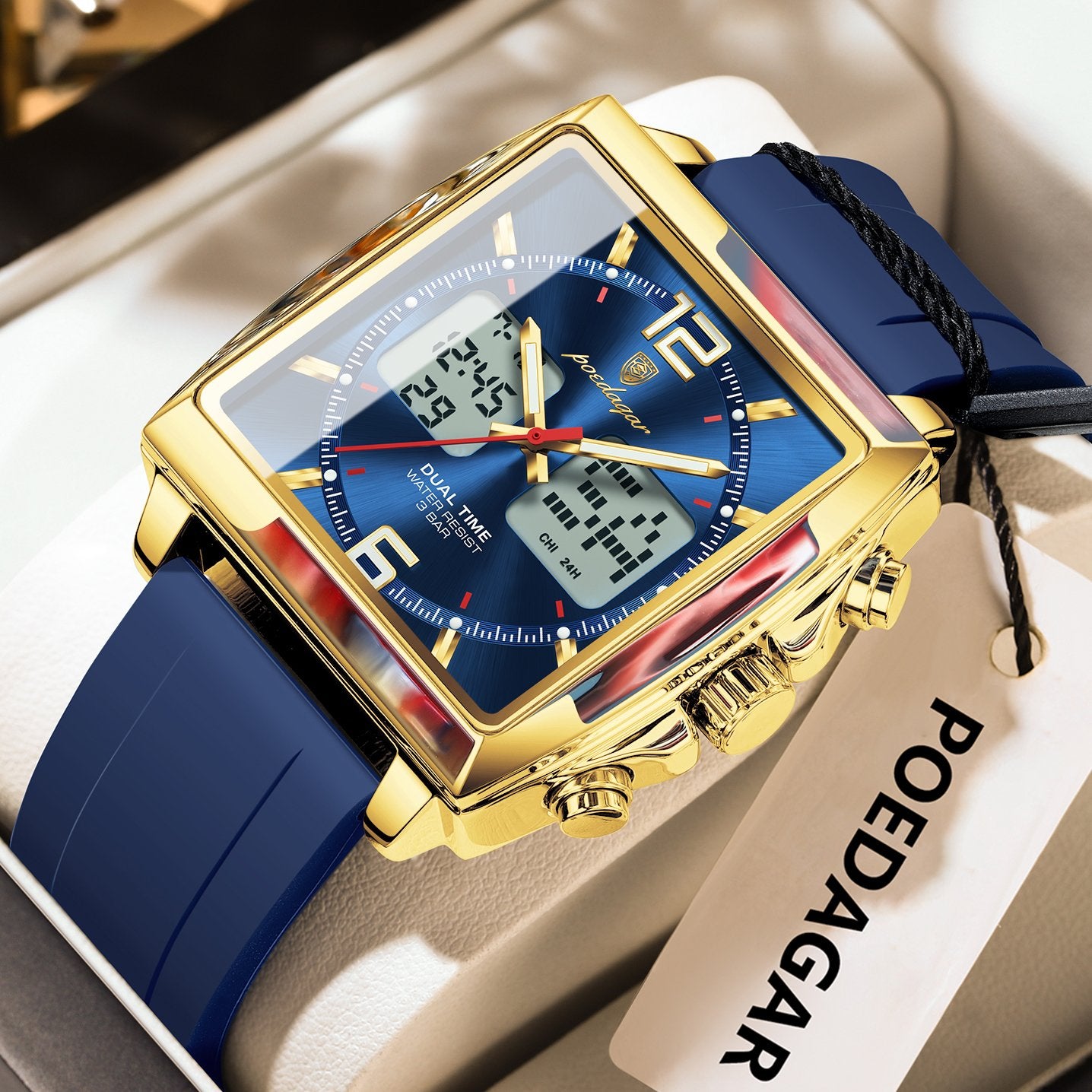 Poedagar E109 watch Gold Blue variant