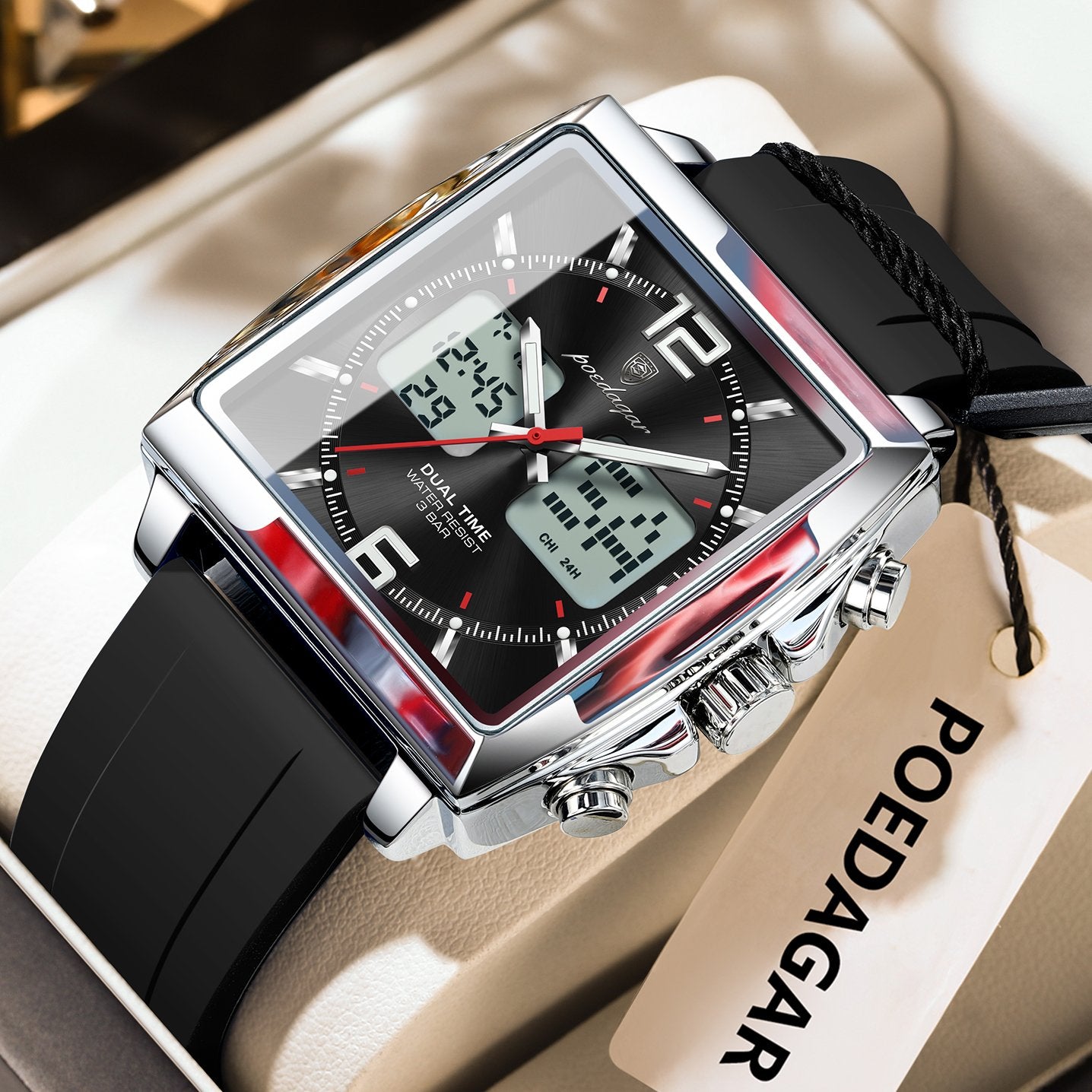 Poedagar E109 watch Silver Black variant