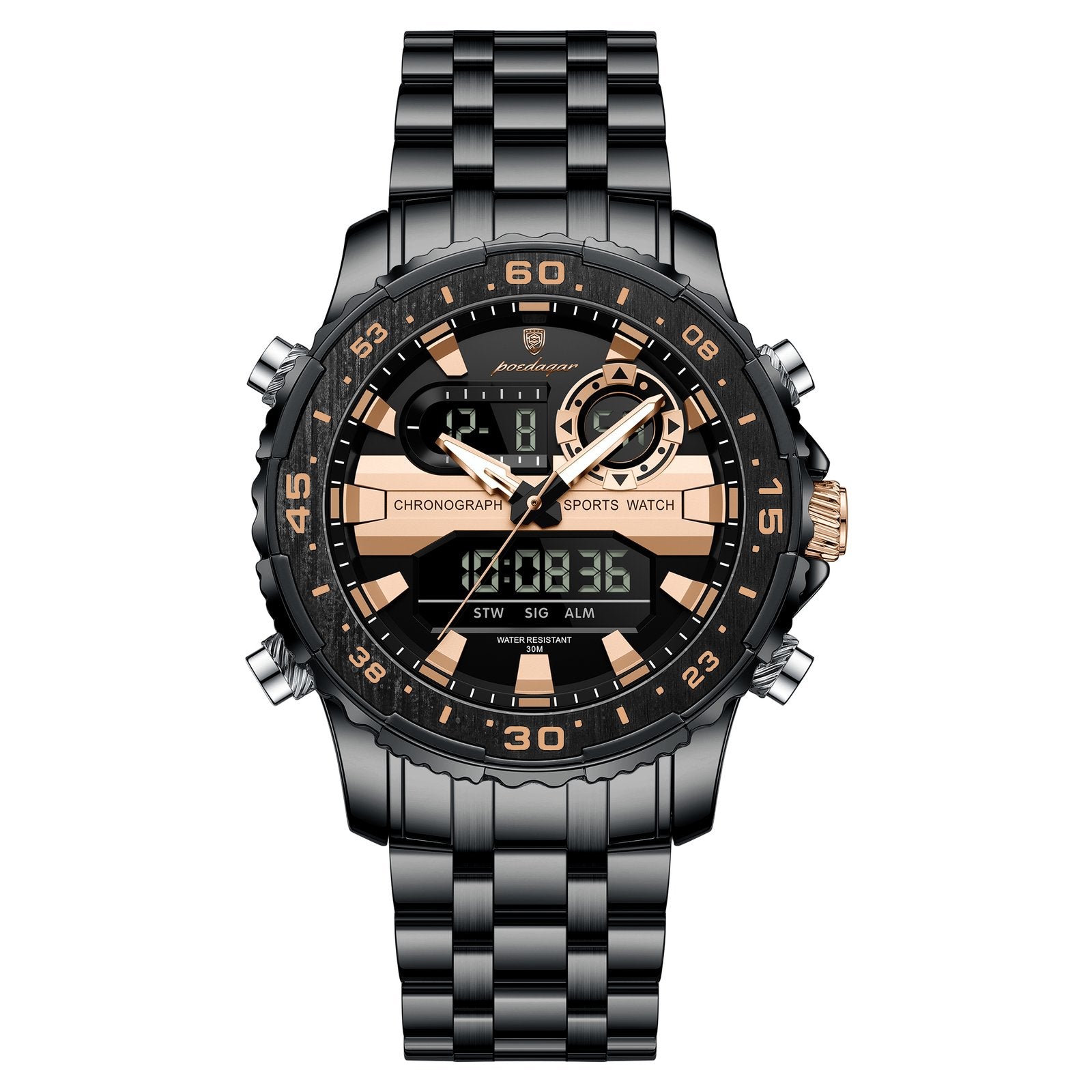 Poedagar E122 watch Rose Gold Black variant