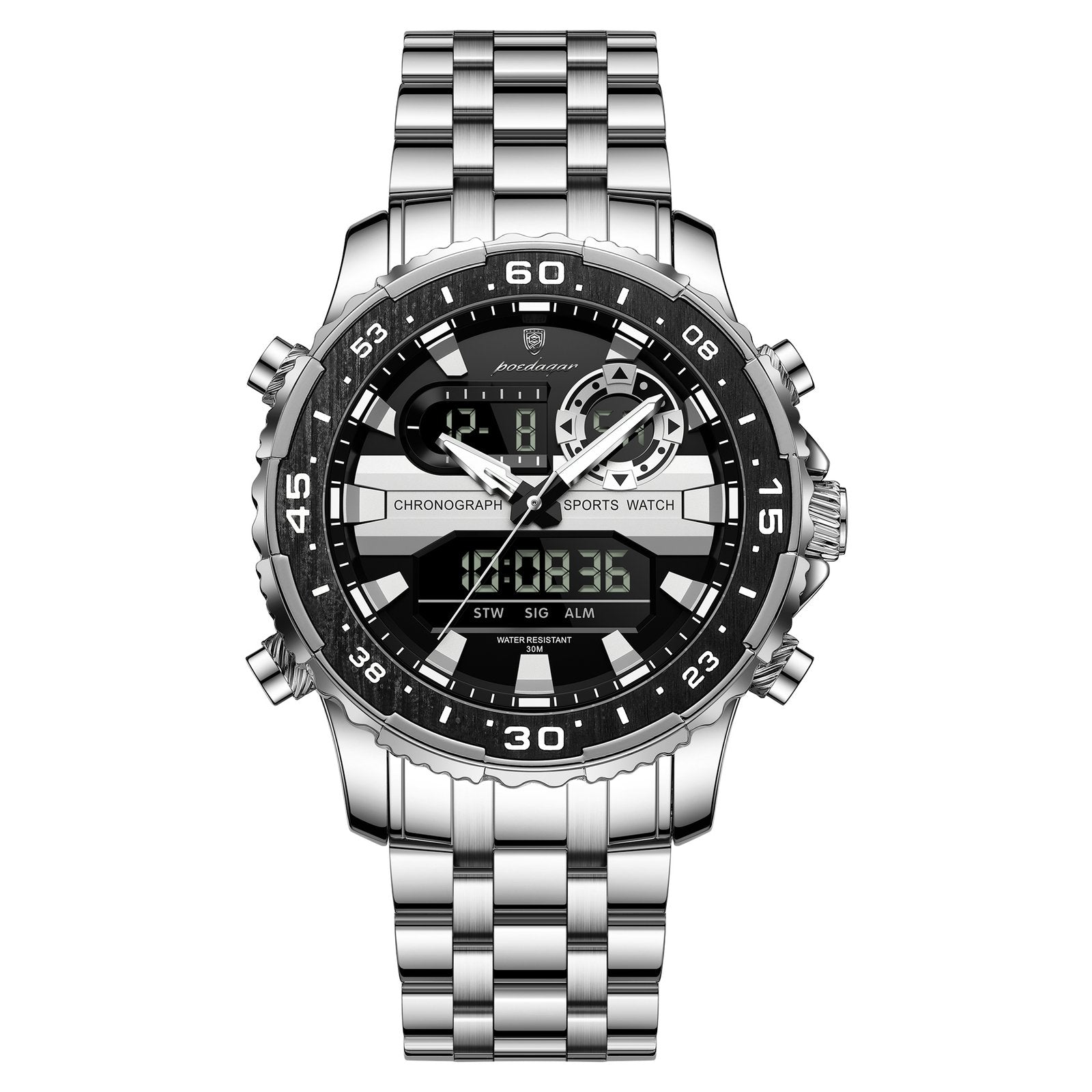 Poedagar E122 watch Silver Black variant
